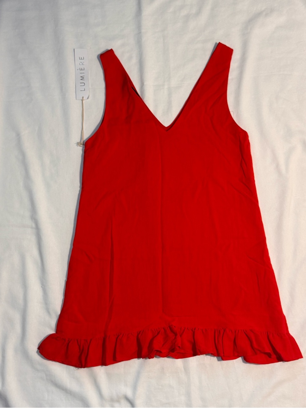 Lumiere Bright Red V-Neck Ruffle Hem dress - Picture 4 of 7